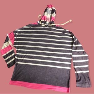 Lightweight striped pink and gray long sleeve tshirt